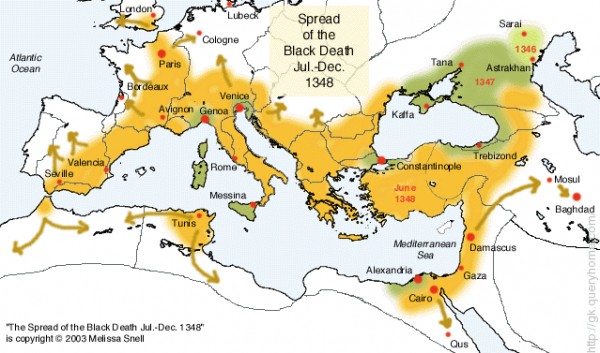 Black Death spread in europe
